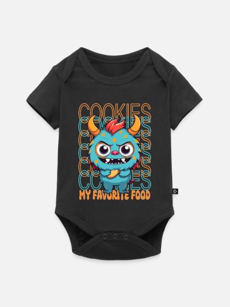Süßes Keks Monster - Baby Premium Kurzarmbody - Schwarz