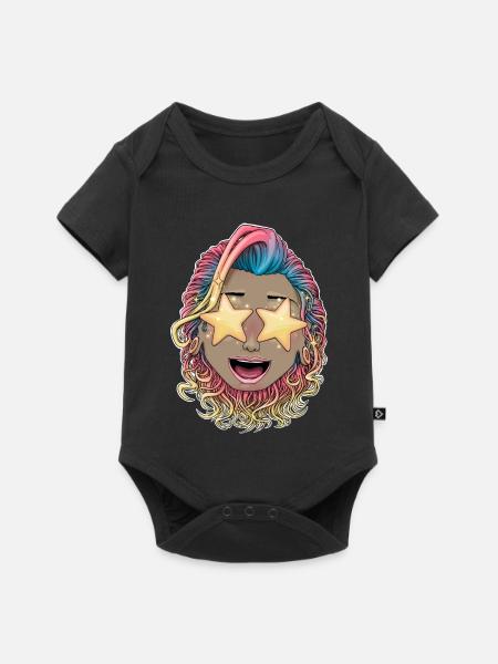 Lebendige Sternenaugen-Feier - Baby Premium Kurzarmbody - Schwarz
