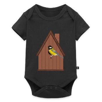 Meise am Nistkasten - Baby Premium Kurzarmbody - Schwarz - Vorne