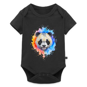 Éclaboussure de panda aquarelle - Body à manches courtes Premium Bébé - noir - Devant
