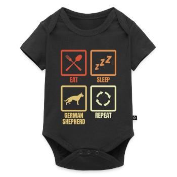Essen Schlafen Schäferhund Wiederholen - Baby Premium Kurzarmbody - Schwarz - Vorne