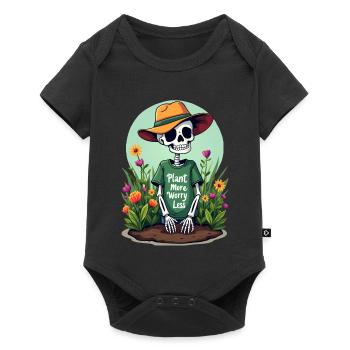 PFLANZEN SIE MEHR, SORGEN SIE SICH WENIGER - Baby Premium Kurzarmbody - Schwarz - Vorne