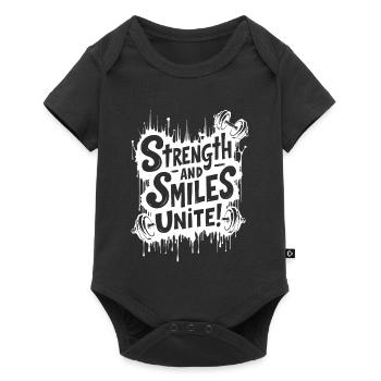 La force et le sourire s’unissent ! Citation de salle de sport - Body à manches courtes Premium Bébé - noir - Devant