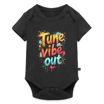 TUNE IN, VIBE OUT, MUSIC QUOTE - Baby Premium short-sleeve bodysuit - black - Front