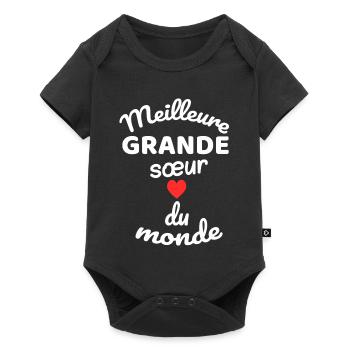 Cadeau Fratrie Éternelle avec Coeur Rougé - Body à manches courtes Premium Bébé - noir - Devant