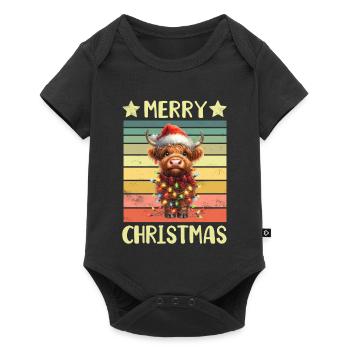 Schottisches Hochlandrind Kuh - Baby Premium Kurzarmbody - Schwarz - Vorne