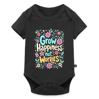 GROW HAPPINESS, NOT WORRIES - Baby Premium short-sleeve bodysuit - black - Front