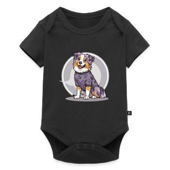 Australian Shepherd Dog with Floral Motif - Baby Premium short-sleeve bodysuit - black - Front