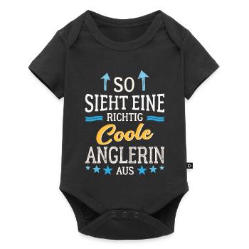 So sieht eine richtig coole Anglerin aus Fischerin - Baby Premium Kurzarmbody - Schwarz - Vorne