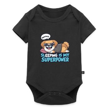 Mignon pékinois endormi pour les amoureux des chiens - Body à manches courtes Premium Bébé - noir - Devant