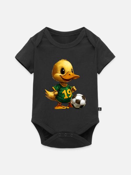 Fussball Entchen - Baby Premium Kurzarmbody - Schwarz