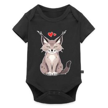 Kleiner Luchs mit Herz – Niedlich & Wild - Baby Premium Kurzarmbody - Schwarz - Vorne