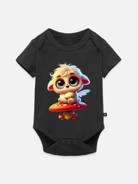 Kuschelfreund auf Pilztraum - Baby Premium Kurzarmbody - Schwarz