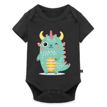 Cute Monster with Colorful Horns - Baby Premium short-sleeve bodysuit - black - Front