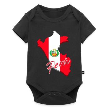 Flag of Peru, map flag of Peru - Baby Premium short-sleeve bodysuit - black - Front
