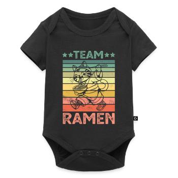 Katze isst Ramen Nudeln - Baby Premium Kurzarmbody - Schwarz - Vorne