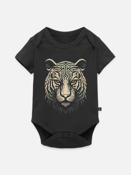 Weißer Tigerkopf - Baby Premium Kurzarmbody - Schwarz