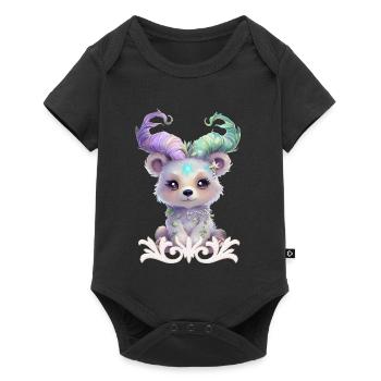 Ourson magique en paillettes pastel. - Body à manches courtes Premium Bébé - noir - Devant