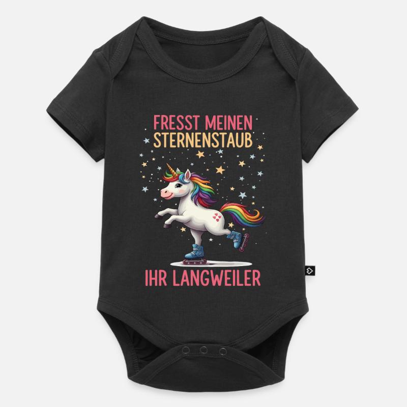 Rollschuh Einhorn - Baby Premium Kurzarmbody - Schwarz
