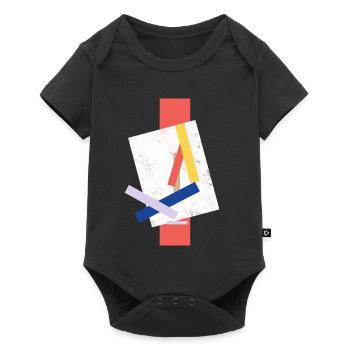 Abstract color block pattern distorted face - Baby Premium short-sleeve bodysuit - black - Front