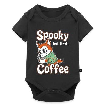 Kuschelfuchs mit Kaffee-Motiv - Baby Premium Kurzarmbody - Schwarz - Vorne