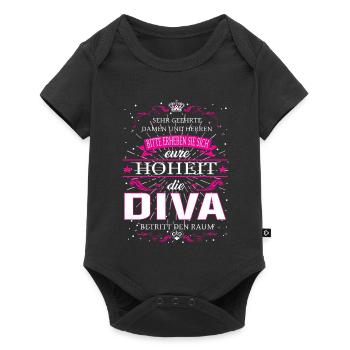 Eure Hoheit die Diva betritt den Raum - Baby Premium Kurzarmbody - Schwarz - Vorne