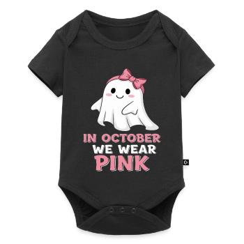 Skurriler Geist Oktober Pink Print - Baby Premium Kurzarmbody - Schwarz - Vorne