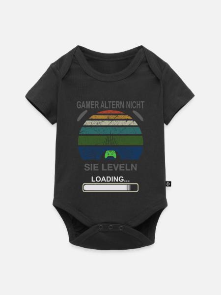 Gamer Leveln Loading Retro Sonnenburst - Baby Premium Kurzarmbody - Schwarz
