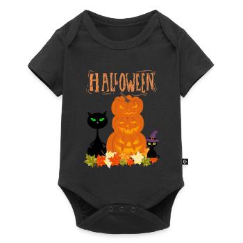 Halloween Stack Pumpkins Cat - Baby Premium short-sleeve bodysuit - black - Front