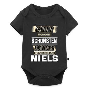 Niels the Most Beautiful Man Shaped by God Design - Baby Premium short-sleeve bodysuit - black - Front