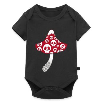 Red Mushroom with White Skulls - Baby Premium short-sleeve bodysuit - black - Front