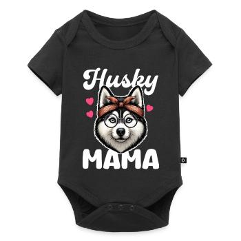 Husky Mama Bandana Brille - Baby Premium Kurzarmbody - Schwarz - Vorne