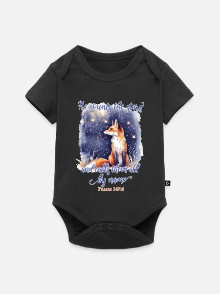 Fuchs Bibelvers Christlich - Baby Premium Kurzarmbody - Schwarz