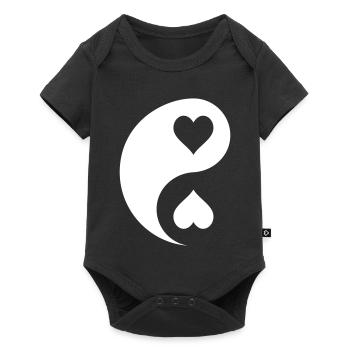 Yin Yang Herzen Emblem - Baby Premium Kurzarmbody - Schwarz - Vorne
