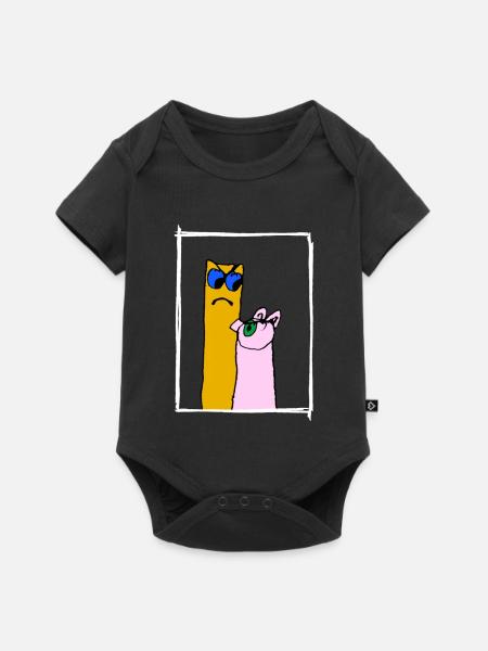 pig vs french fries - Baby Premium Kurzarmbody - Schwarz