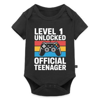 Level 1 Unlocked Birthday Gamer Gift - Baby Premium short-sleeve bodysuit - black - Front
