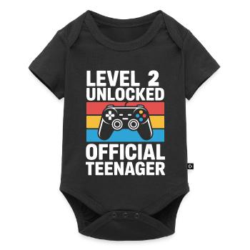 Level 2 Unlocked Birthday Gamer - Baby Premium short-sleeve bodysuit - black - Front