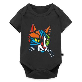 Stammes-Mosaik-Katze - Baby Premium Kurzarmbody - Schwarz - Vorne