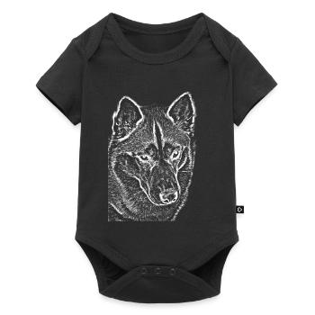 Wolf View Ligne Dessin Imprimer Design Husky - Body à manches courtes Premium Bébé - noir - Devant