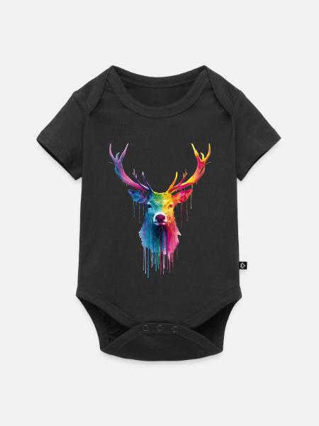 Hirsch Reh Geweih - Baby Premium Kurzarmbody - Schwarz