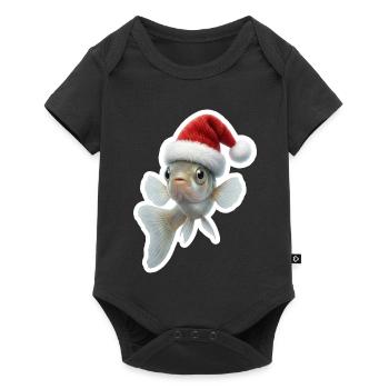 Salutations de Noël Poisson Guppy Bouillonnant - Body à manches courtes Premium Bébé - noir - Devant