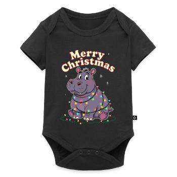 Hippopotames du Zoo de Noël d’Afrique Joyeux Noël - Body à manches courtes Premium Bébé - noir - Devant