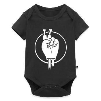 Victory Sign Hand with Bone Fingers - Baby Premium short-sleeve bodysuit - black - Front