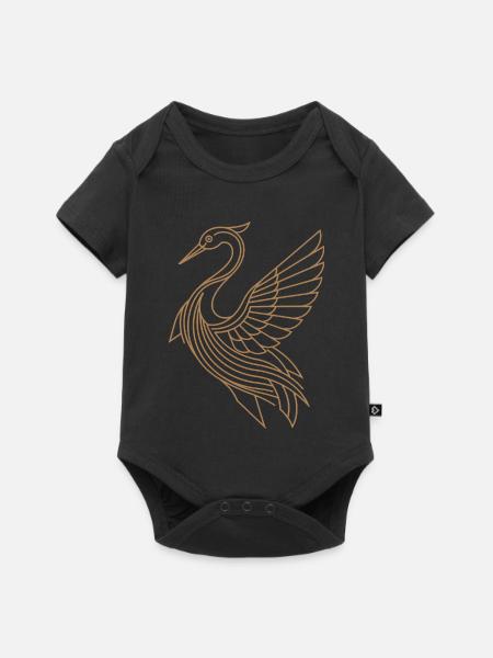 Art Deco - Reiher - Baby Premium Kurzarmbody - Schwarz
