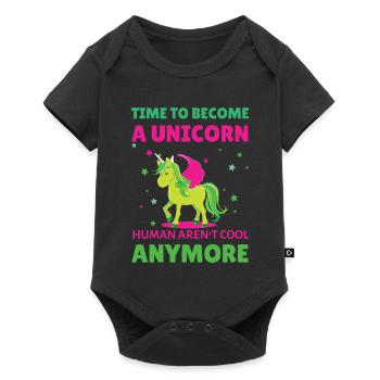 Il est temps de devenir licorne - Body à manches courtes Premium Bébé - noir - Devant