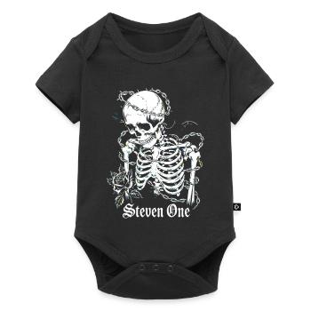 Skeleton with chain and flower - Baby Premium short-sleeve bodysuit - black - Front