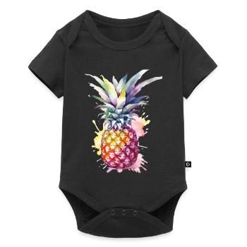Pineapple Watercolor - Baby Premium short-sleeve bodysuit - black - Front