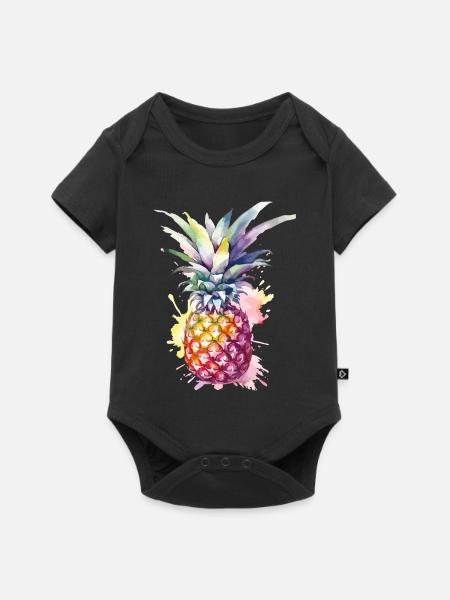 Ananas Aquarell - Baby Premium Kurzarmbody - Schwarz