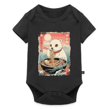 Anime de ramen sur l’ours polaire Kawaii - Body à manches courtes Premium Bébé - noir - Devant