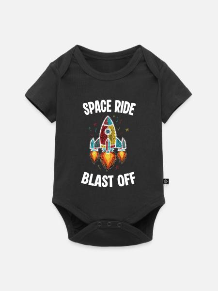 Space Rocket Retro Kritzelei-Explosion - Baby Premium Kurzarmbody - Schwarz